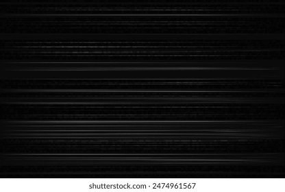 Glitch VHS background. Old video camera distortion. Horizontal overlay lines. Retro noise effect. Vintage video tape template. Distorted static texture. Vector illustration.