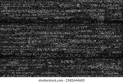 Glitch VHS effect. Old analog signal template. No signal video. Horizontal lines on dark background. Retro rewind concept. Bad camera stripes. Vector illustration.