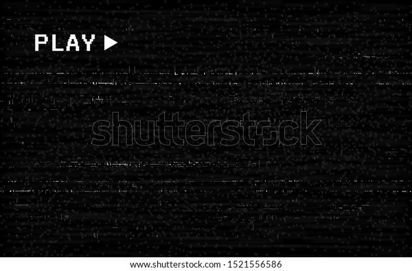 グリッチvhsエフェクト 古いカメラテンプレート 黒い背景に白い横線 ビデオの巻き戻しテクスチャー 信号のコンセプトがありません ランダムな抽象的な歪み ベクターイラスト のベクター画像素材 ロイヤリティフリー
