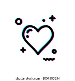 Glitch vhs effect vector heart icon. Romantic Valentine card