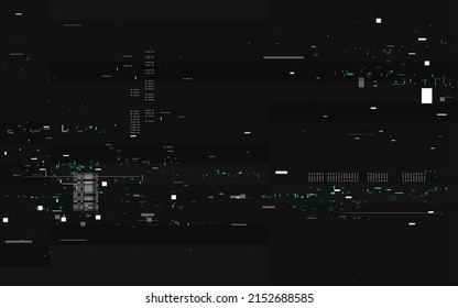 Glitch video data. Futuristic TV distortions with dynamic shapes. Random noise effect. Cyberpunk backdrop texture. Futuristic technology concept. Broken video signal. Vector illustration.