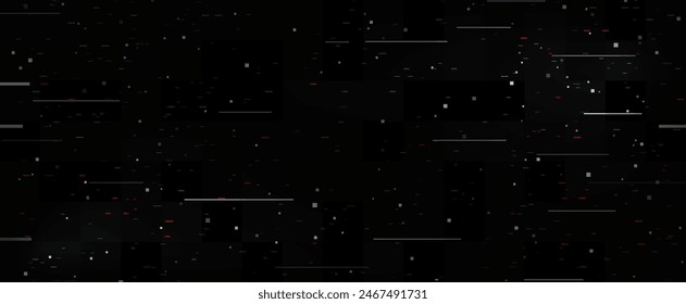 Glitch video tape background. Colored noise texture template. Glitched vhs tv pixel wallpaper. Image distortion distressed backdrop effect. Lost signal concept. Vector pixelated illustration