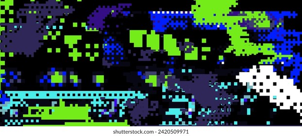 Glitched abstract background with pixel noise. Concept of bug in program or computer virus.