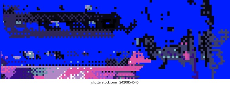 Glitched abstract background with pixel noise. Concept of bug in program or computer virus.