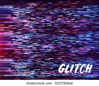 Glitched abstract distortion effect. Colorful pixel mosaic background. Vector illustration.
