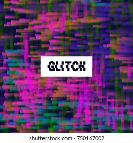 Glitched abstract seamless pattern with distortion effect. Digital decay, signal error, television fail. Colorful pixel mosaic background for print poster, brochure cover, website and other projects