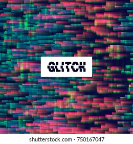 Glitched abstract seamless pattern with distortion effect. Digital decay, signal error, television fail. Colorful pixel mosaic background for print poster, brochure cover, website and other projects