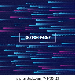 Glitched abstract vector background with distortion effect. Horizontal color lines. Colorful abstract background for your designs.