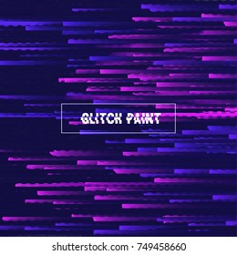 Glitched abstract vector background with distortion effect. Horizontal color lines. Colorful abstract background for your designs.