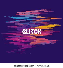 Glitched abstract vector background with distortion effect. Grunge brush paint texture design