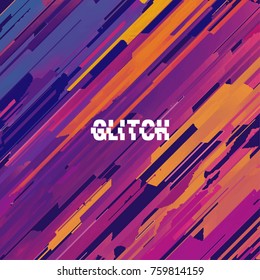 Glitched abstract vector background with distortion effect. Grunge brush paint texture design