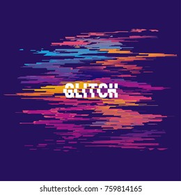 Glitched abstract vector background with distortion effect. Grunge brush paint texture design