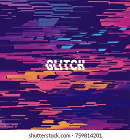 Glitched abstract vector background with distortion effect. Grunge brush paint texture design