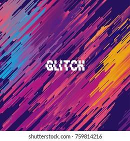 Glitched abstract vector background with distortion effect. Grunge brush paint texture design