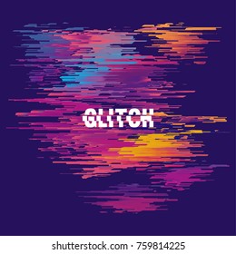 Glitched abstract vector background with distortion effect. Grunge brush paint texture design