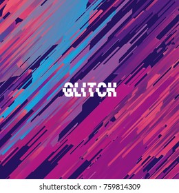 Glitched abstract vector background with distortion effect. Grunge brush paint texture design