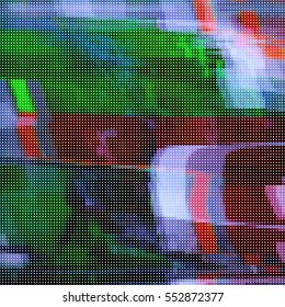Glitched abstract vector background made of colorful pixel mosaic. Digital decay, signal error, television fail. Trendy design for print poster, brochure cover, website and other projects.