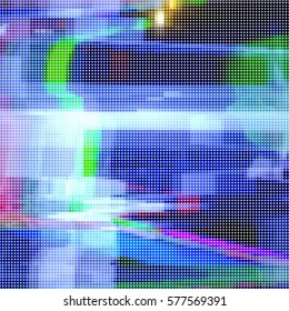 Glitched abstract vector background made of colorful pixel mosaic. Digital decay, signal error, television fail. Trendy design for print poster, brochure cover, website and other projects