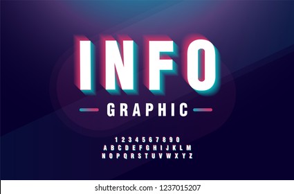 Glitched alphabet font design. headline, typeface, logo, fonts letters and numbers. typography technology design concept