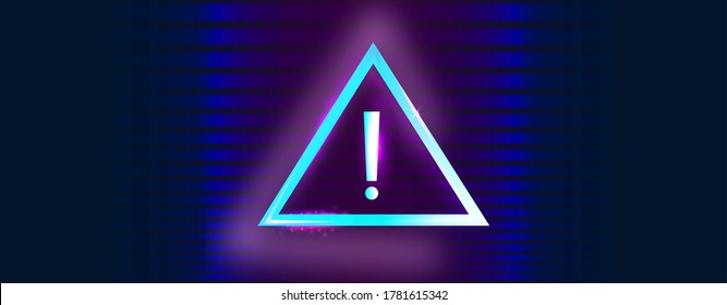 Glitched Attention , Danger Symbol. Computer Hacked Error Concept. Vector Illustration.