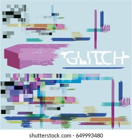 Glitched background. Abstract illustration random pixel mosaic. Design element.