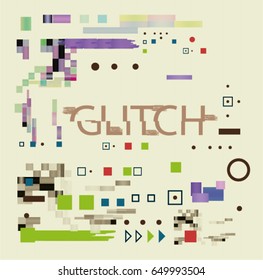 Glitched background. Abstract illustration random pixel mosaic. Design element.