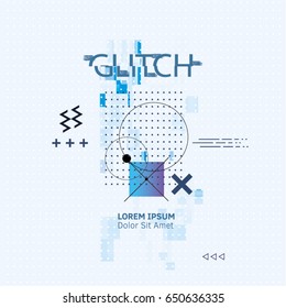 Glitched background. Abstract illustration random pixel mosaic. Design element.