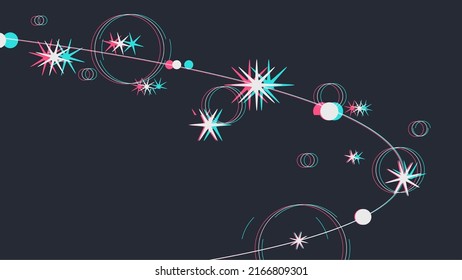 Glitched Blinking Star with Circle, on dark grey background
