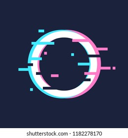 Glitched Circle. Distorted Glitch Style Modern Background Frame Design. Glow Design for Graphic Design - Banner, Poster, Flyer, Brochure, Card. Vector Illustration. Stock vector illustration