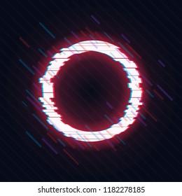 Glitched Circle. Distorted Glitch Style Modern Background Frame Design. Glow Design for Graphic Design - Banner, Poster, Flyer, Brochure, Card. Vector Illustration. Stock vector illustration
