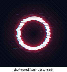 Glitched Circle. Distorted Glitch Style Modern Background Frame Design. Glow Design for Graphic Design - Banner, Poster, Flyer, Brochure, Card. Vector Illustration. Stock vector illustration