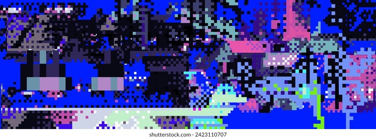 Glitched computer screen with pixel noise. Concept of bug in program or computer virus.