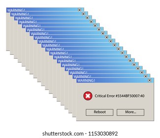 Glitched Critical Error Warning Message. Vintage User Interface. Vector Illustration.