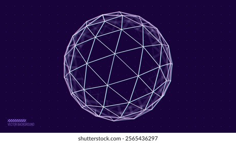 Glitched Cyberpunk 3D Sphere. 3D Globe Geometry for Retrowave Vaporwave Synthwave Style Graphic Design. Old Cyberpunk 80s-90s Aesthetic Virtual Reality Concept. Vector Illustration.