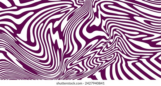 Glitched verzerrte abstrakte monochrome geometrische Hintergrund mit gebogenen Linien, optische Kunst Stil Muster. 