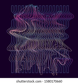 Glitched and distorted neon laser grid, VHS retrowave old vibes.