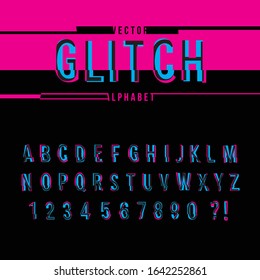 Glitched editable vector alphabet and numbers