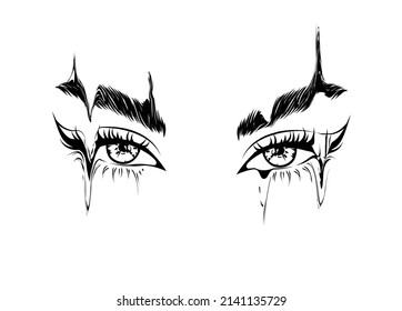 Handdrawn Womans Sexy Luxurious Eye Perfectly Stock Vector (Royalty ...