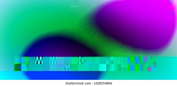 Glitched fluid shapes. Abstract glitch background. Cyberpunk concept. Colorful techno backdrop with aesthetics of vaporwave style of 80's. The image format is suitable for printing on a mug.