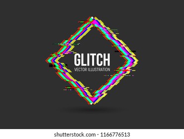 Glitched frame. Abstract noise shape, error signal, television technical problem. Vector illustration.