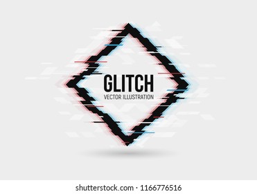 Glitched frame. Abstract noise shape, error signal, television technical problem. Vector illustration.