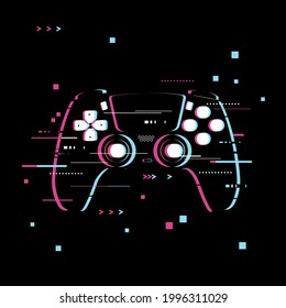 Glitched game controller vector illustration background