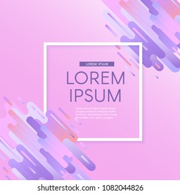 Glitched geometric colorful banner with distortion effect in trendy ultra violet color with square frame and copy space. Vector illustration of modern effect of digital decay with abstract shapes.