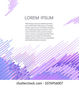 Glitched geometric ultraviolet pixel mosaic on white background with copy space. Vector illustration of modern signal bug design effect with abstract shapes.