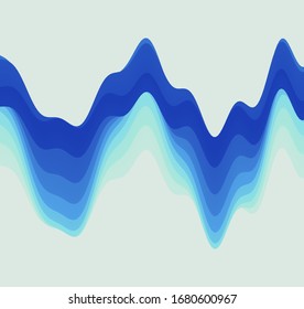 Glitched gradient structure. Abstract waveform background. 3d technology style. Vector illustration with sound waves.