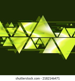 Glitched Green coloured Chrome Triangle shape with abstratc texture