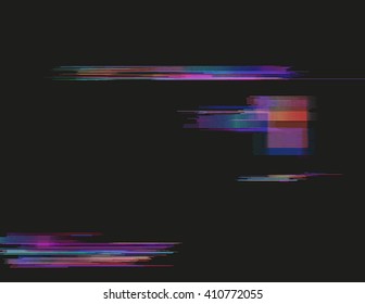 Glitched horizontal stripes. Colorful night lights. Digital signal error. Abstract background for a poster, cover, business card or postcard. Element of design.