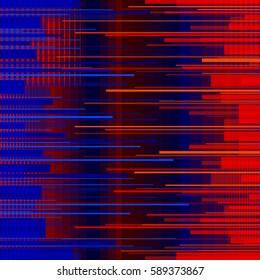 Glitched horizontal stripes. Colorful night lights. Digital signal error. Abstract background for a poster, cover, business card or postcard. Element of design . Eps 10 vector illustration