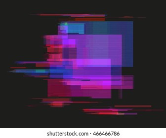 Glitched horizontal stripes. Illustration of colorful night lights. Abstract background with a digital signal error and collapsing data. Element of design.