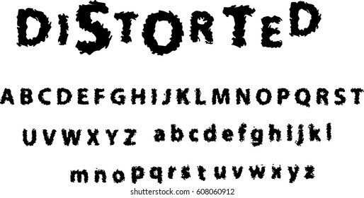 Glitched horror scary typeface, vector alphabet. For modern logotype, lettering.